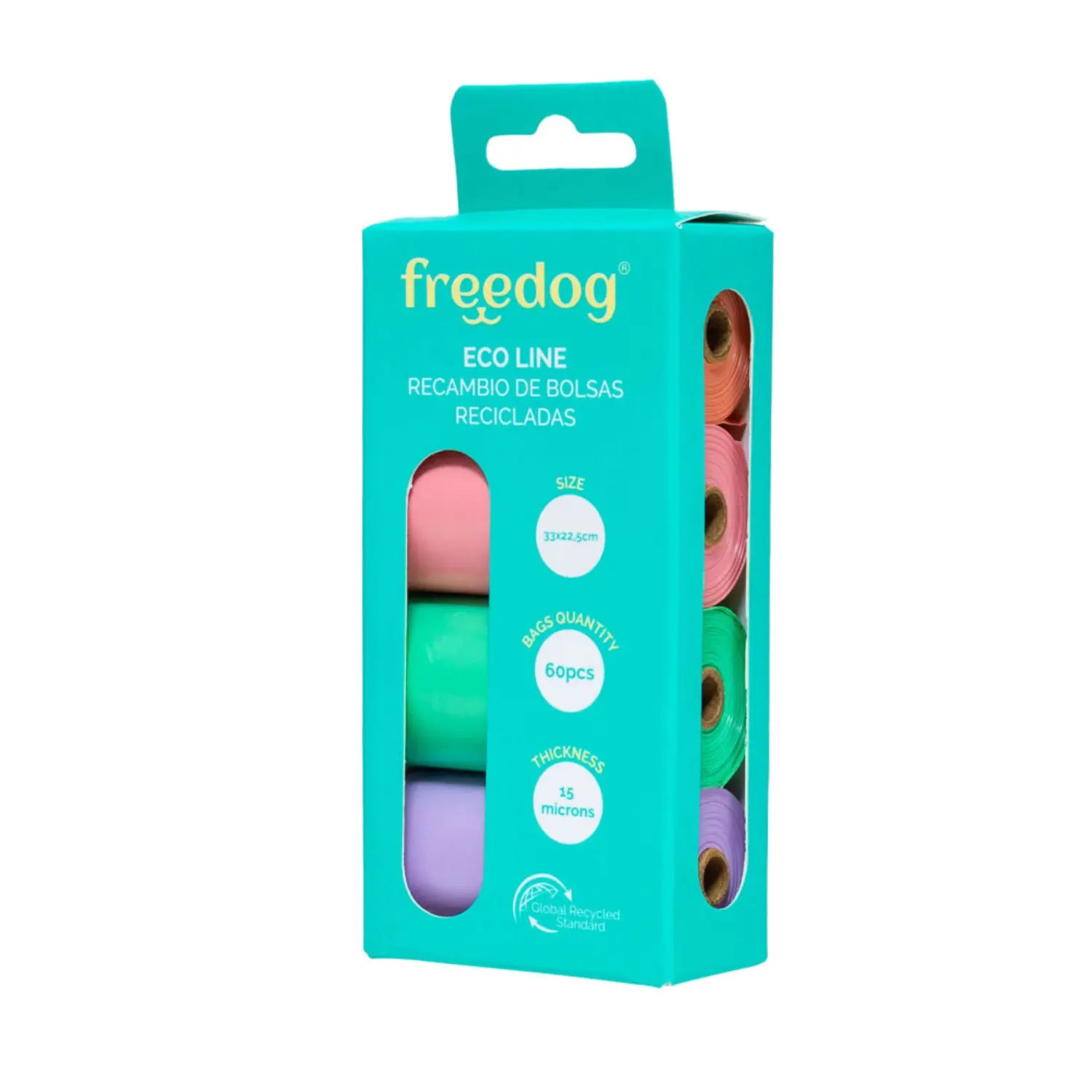 Freedog Bolsas Higienicas para Recoger Excrementos de Perros 50% Plastico Reciclado Pack 4 Diversos Colores FREEDOG IMPORT, S. L.
