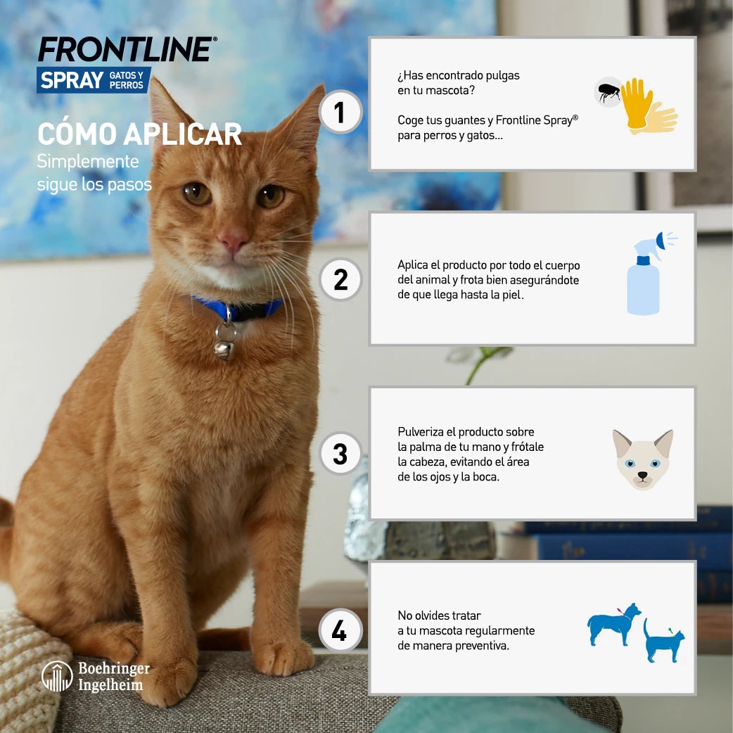 Frontline Spray Antiparasitario para Perros y Gatos | Elimina Pulgas, Garrapatas y Piojos al mejor precio -Todoanimal.es