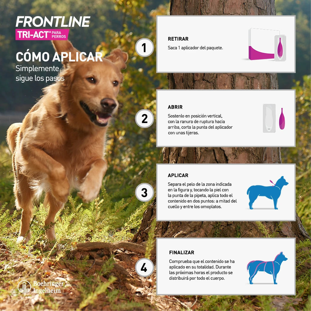 Frontline Tri-Act Pack 3 Pipetas Antiparasitarias para Perros al mejor precio -Todoanimal.es