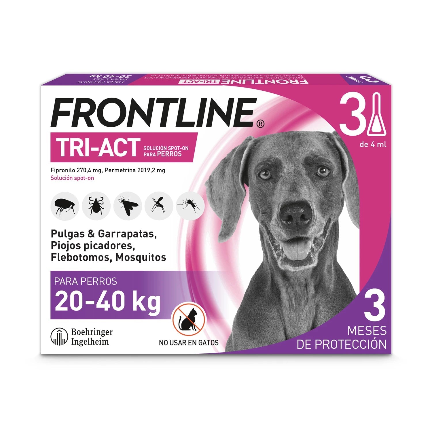Frontline Tri-Act Pack 3 Pipetas Antiparasitarias para Perros al mejor precio -Todoanimal.es