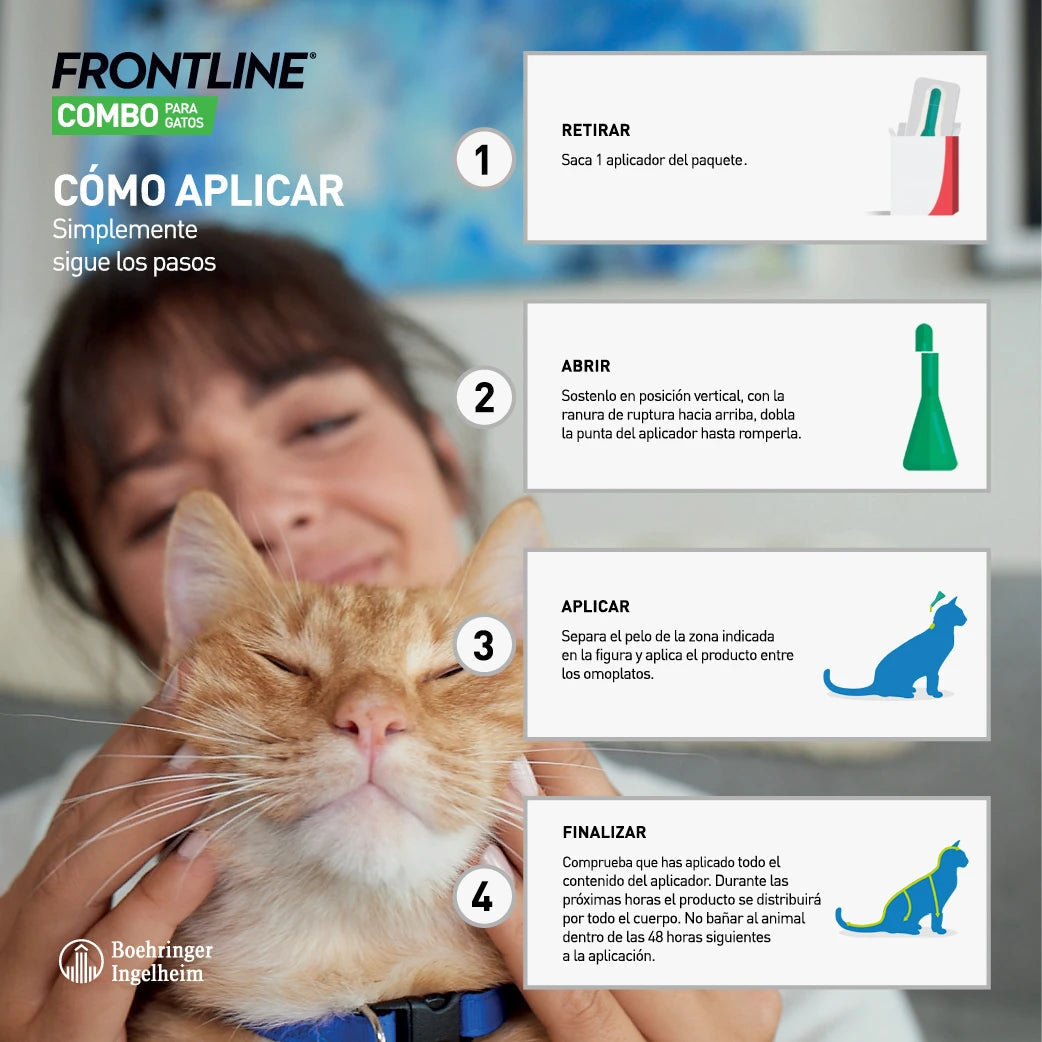 Frontline® Combo Antiparasitario Spot On para Gatos 3 Pipetas al mejor precio -Todoanimal.es