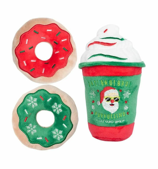 Fuzzyard Juguete Navidad Dog Puppuccino And Donuts 3 Piezas