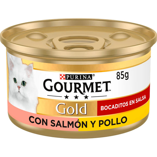 Gourmet Gold Bocaditos Salmón&Pollo 85 g al mejor precio -Todoanimal.es