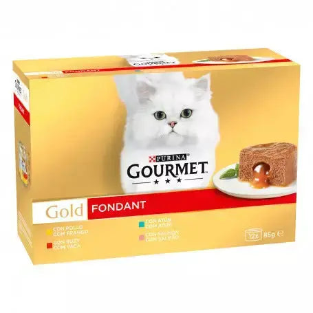 Gourmet Gold Fondant Pollo,Buey,Atún,Salmón Pack 12X85Gr Todoanimal.es