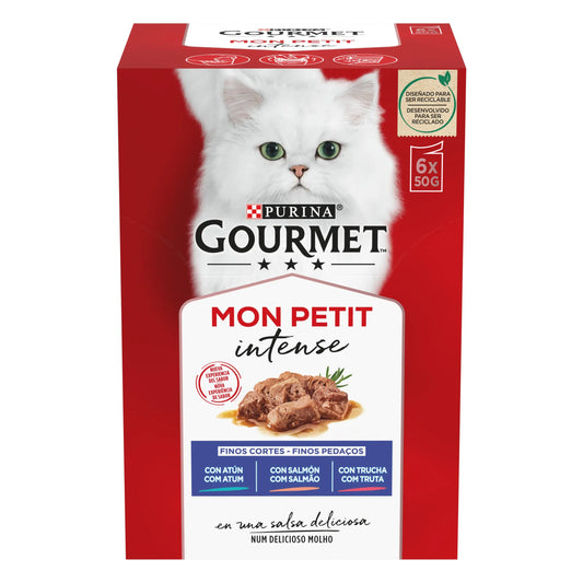 Gourmet Mon Petit Atún, Salmón y Trucha Pack 6x50 g al mejor precio -Todoanimal.es