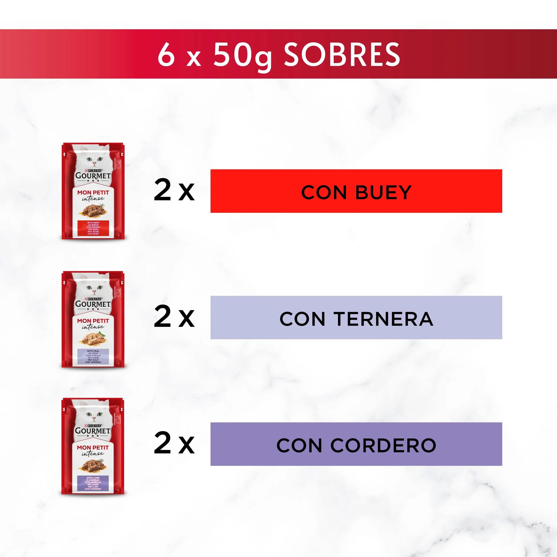 Gourmet Mon Petit Carnes Pack 6X50 g al mejor precio -Todoanimal.es