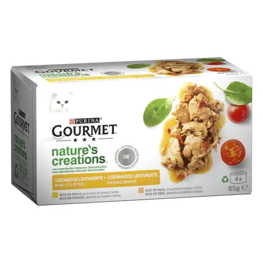 Gourmet Nature'S Creations Pollo&Pavo Pack 4X85 g al mejor precio -Todoanimal.es