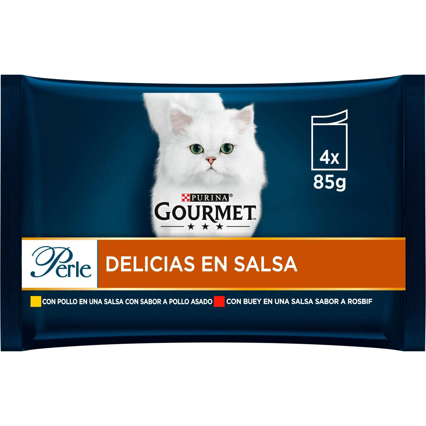 Gourmet Perle Delicias En Salsa Pollo Buey Pack 4x85 g al mejor precio -Todoanimal.es