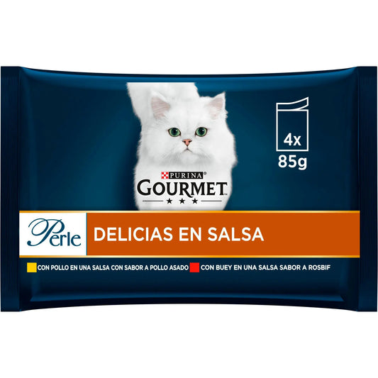 Gourmet Perle Delicias En Salsa Pollo Buey Pack 4x85 g al mejor precio -Todoanimal.es