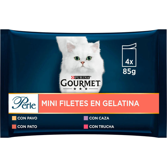 Gourmet Perle Filetes Gelatina Surtido Pack 4x85 g al mejor precio -Todoanimal.es