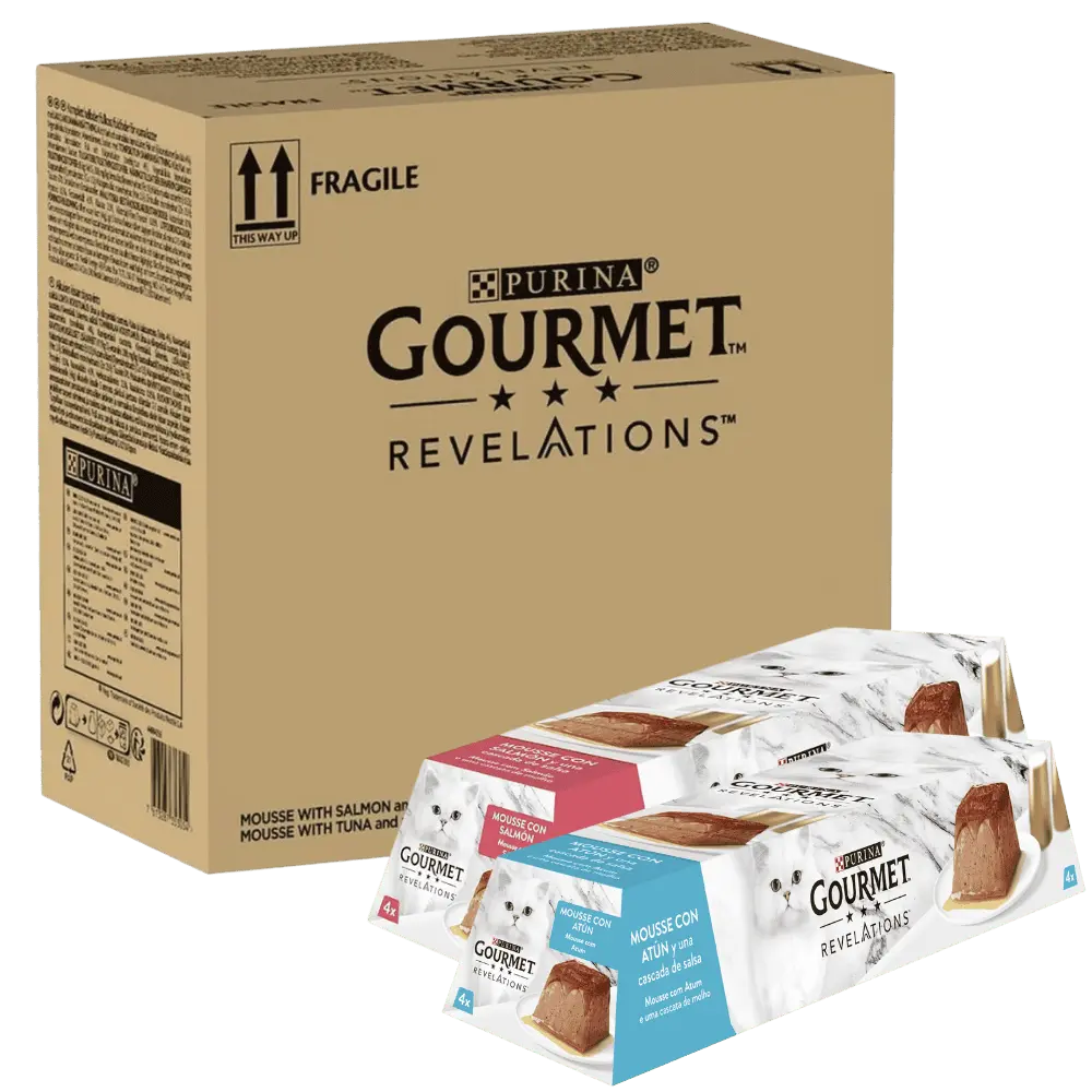 Gourmet Revelations Mousse Salmón y Atún Pack Ahorro 48x57 g al mejor precio -Todoanimal.es