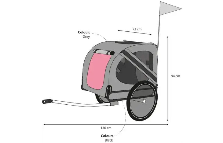 Flamingo Carrito Perro Para Bicicleta 125X95X72 Rojo/Gris Todoanimal.es