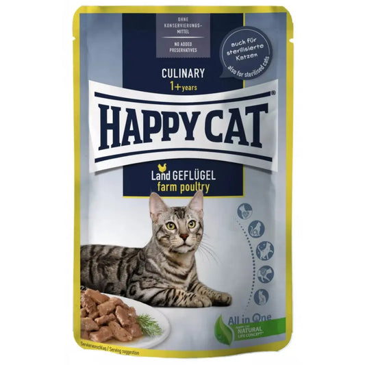 Happy Cat Culinary Meat In Sauce Landgeflügel Pouch 85 g (Ave de Corral) al mejor precio -Todoanimal.es