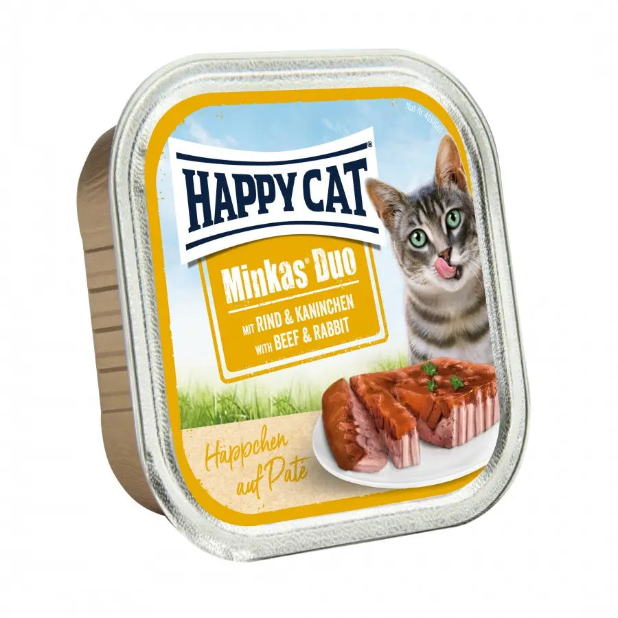 Happy Cat Minkas Dúo Menú 100 g Tarrina Paté Húmedo para Gatos al mejor precio -Todoanimal.es