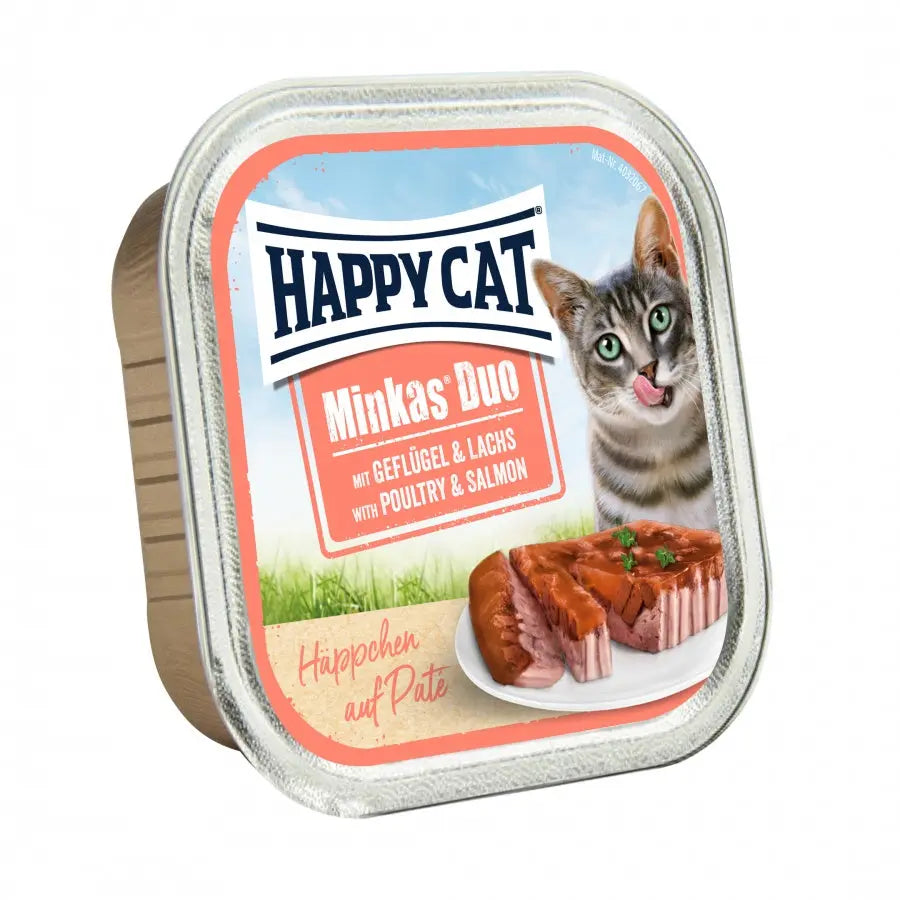 Happy Cat Minkas Dúo Menú 100 g Tarrina Paté Húmedo para Gatos al mejor precio -Todoanimal.es