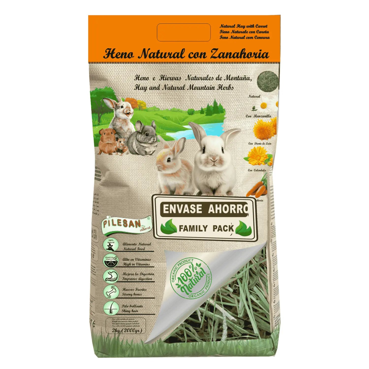 Heno Natural Zanahoria para Roedores Pilesan al mejor precio -Todoanimal.es