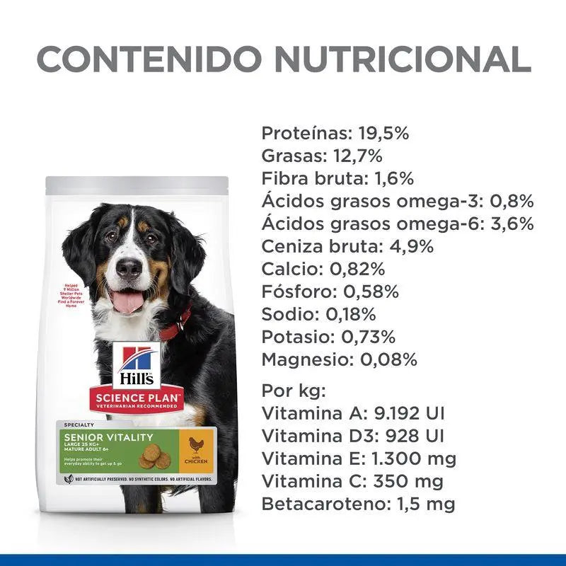 Hill'S Sp Canine Mature Adult 5+ Senior Vitality Large Breed Pollo 14 kg - Precios Más Baratos - Todoanimal