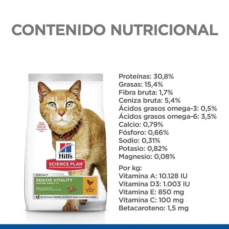 Hill'S Sp Feline Adult 7+ Senior Vitality Pollo 1.5Kg - Precios Más Baratos - Todoanimal