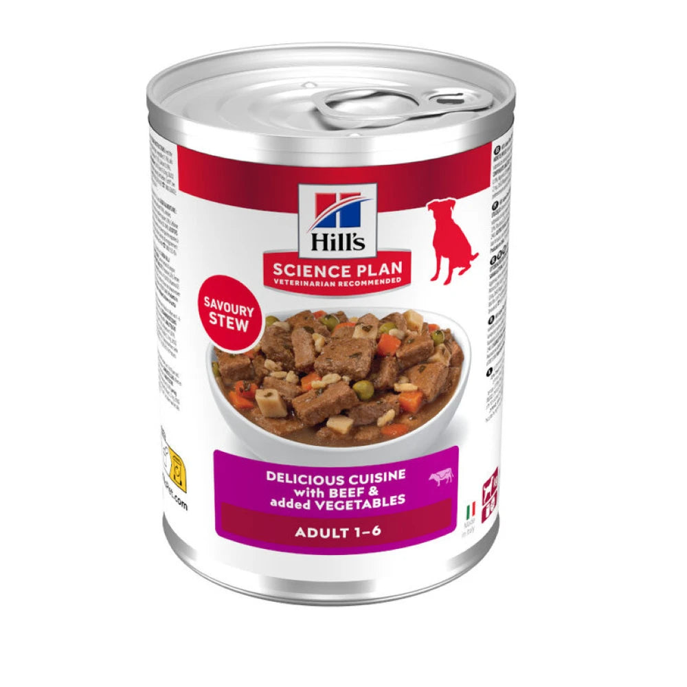 Hill's Science Plan Adult Estofado con Vacuno y Verduras Lata Húmeda para Perros al mejor precio -Todoanimal.es