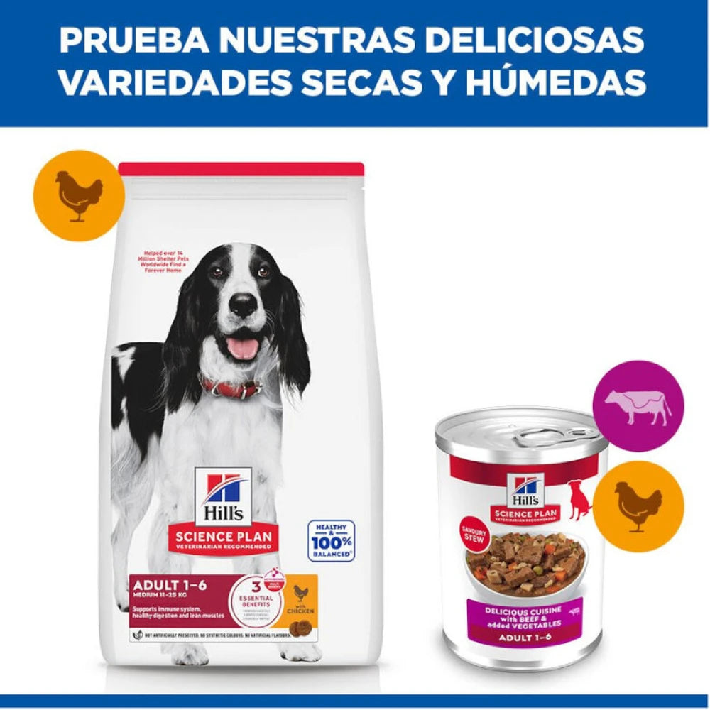 Hill's Science Plan Adult Estofado con Vacuno y Verduras Lata Húmeda para Perros al mejor precio -Todoanimal.es