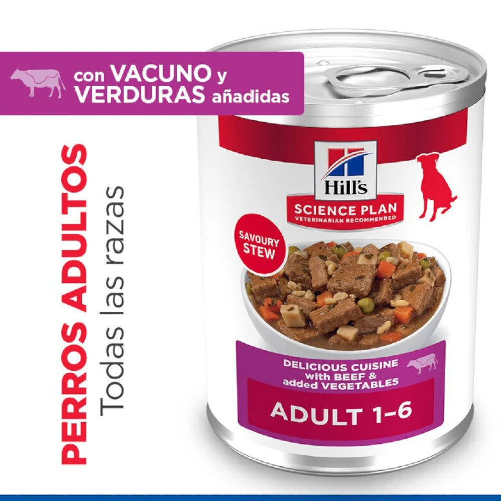 Hill's Science Plan Adult Estofado con Vacuno y Verduras Lata Húmeda para Perros al mejor precio -Todoanimal.es