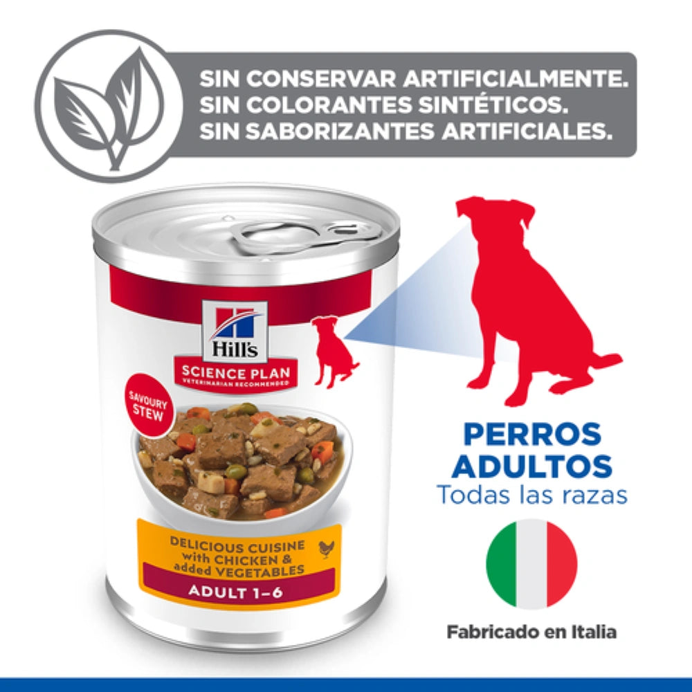 Hill's Science Plan Canine Adult Estofado con Pollo y Verduras Comida Húmeda para Perros 363g al mejor precio -Todoanimal.es