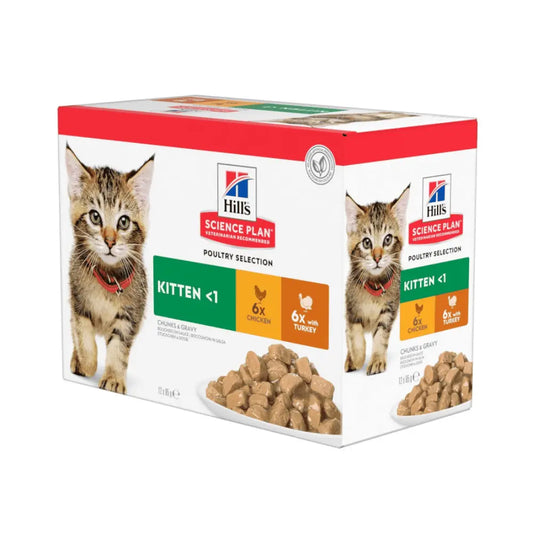 Hill's Science Plan Kitten Pollo y Pavo Pack 12x85 g Comida Húmeda para Gatitos al mejor precio -Todoanimal.es