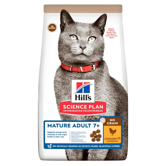 Hill's Science Plan Mature 7+ Adult No Grain Pollo Pienso Sin Cereales para Gatos al mejor precio -Todoanimal.es