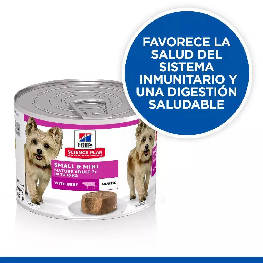 Hill's Science Plan Mature Small & Mini Ternera Mousse Comida Húmeda para Perros Lata 200 g al mejor precio -Todoanimal.es