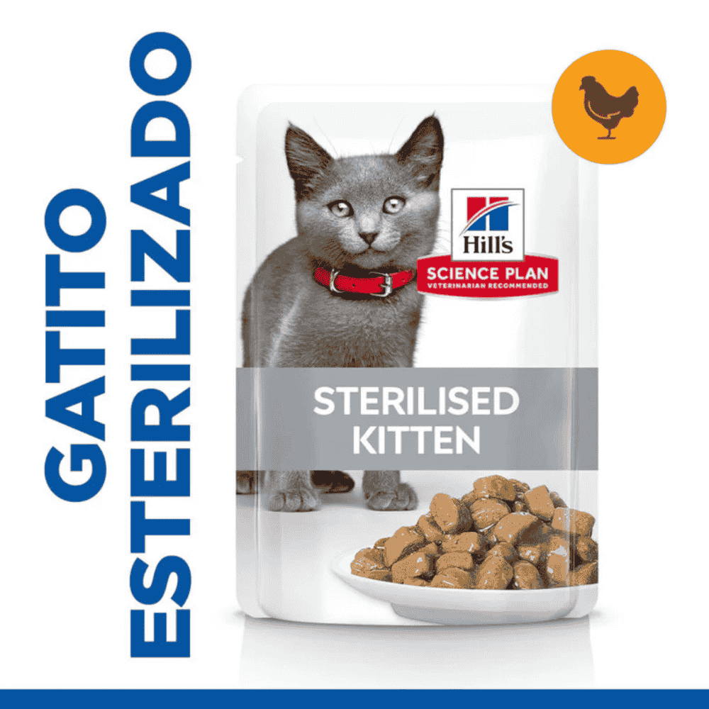 Hill's Science Plan Sterilized Kitten Pollo Pack 12x85g Comida Húmeda para Gatos al mejor precio -Todoanimal.es