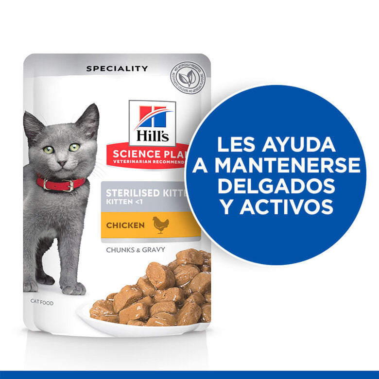 Hill's Science Plan Sterilized Kitten Pollo Pack 12x85g Comida Húmeda para Gatos al mejor precio -Todoanimal.es
