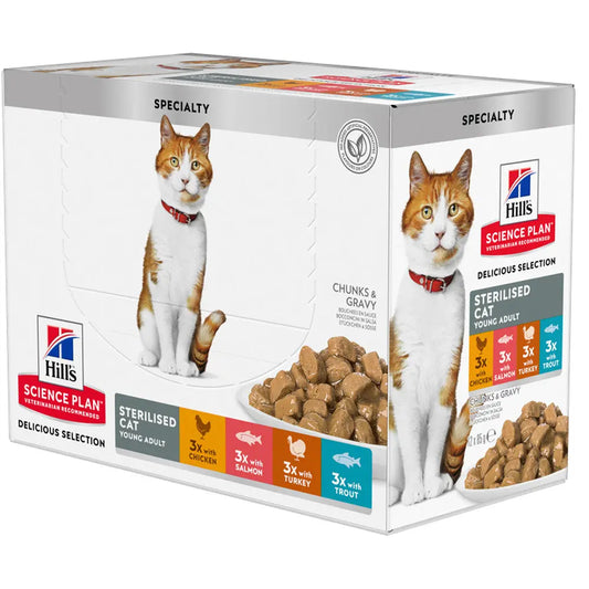 Hill's Science Plan Sterilized Young Pollo y Salmón Pack 12x85 g Comida Húmeda para Gatos Esterilizados al mejor precio -Todoanimal.es