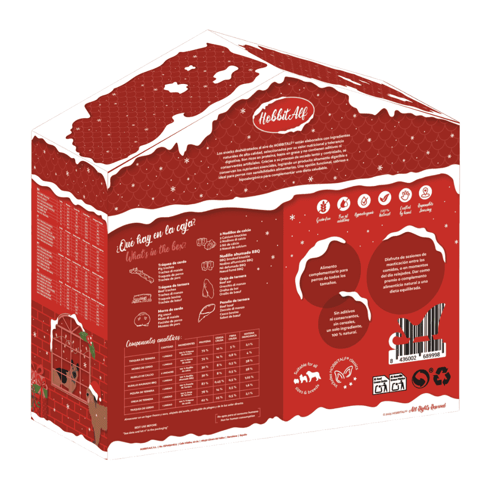Hobbit Alf Caja Regalo Navidad Christmas Dog Paradise | Snacks Naturales para Perros al mejor precio -Todoanimal.es