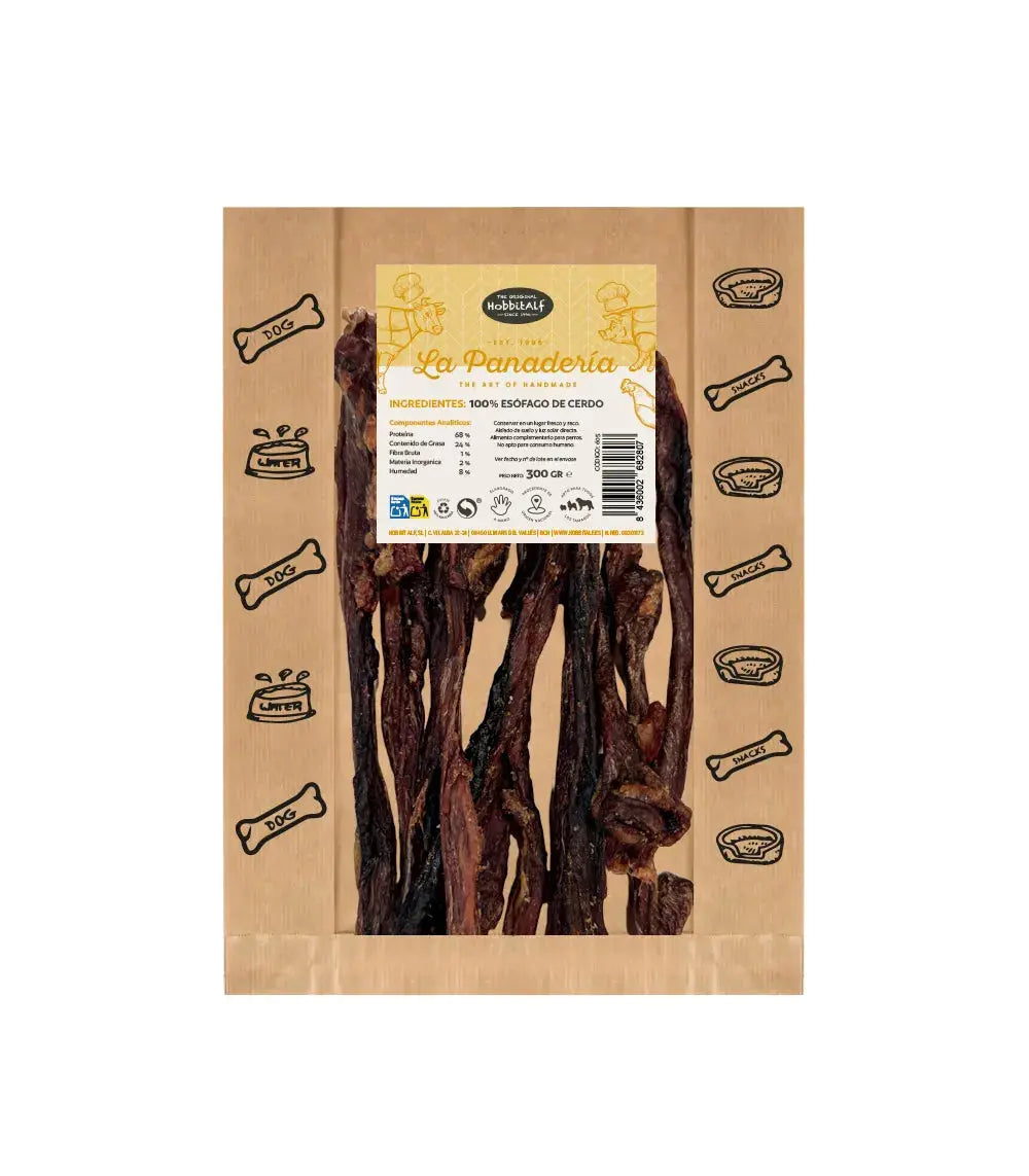 Hobbit Snack La Panaderia Esófago de Cerdo 300 g al mejor precio -Todoanimal.es