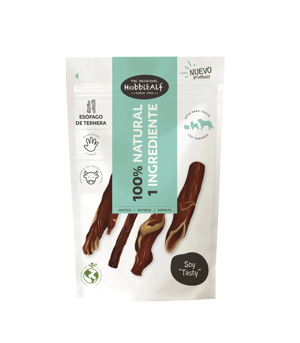 Hobbitalf Esófago de Ternera 100 g - Snack Natural para Perros al mejor precio -Todoanimal.es