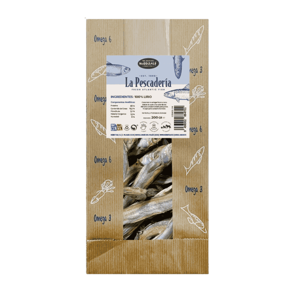Hobbitalf La Pescadería Lirio 200 g Snack 100% Natural al mejor precio -Todoanimal.es