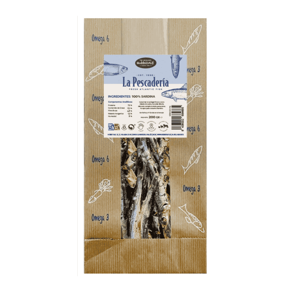 Hobbitalf La Pescadería Sardina 200 g Snack 100% Natural al mejor precio -Todoanimal.es