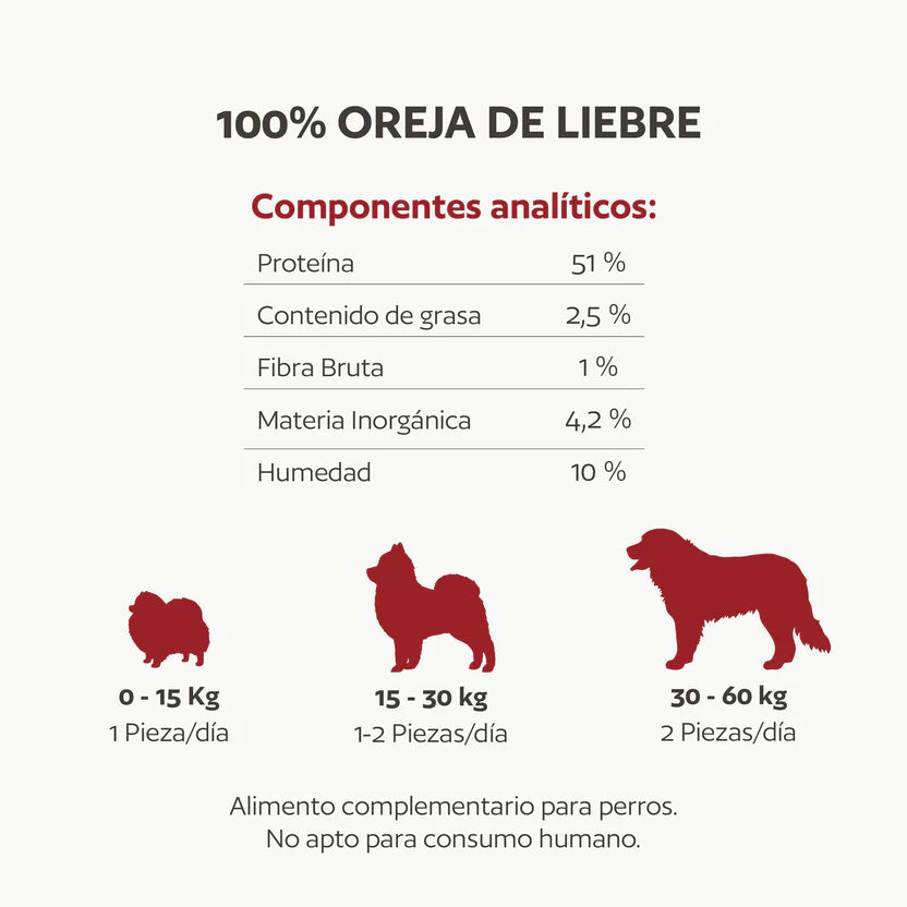 Hobbitalf Orejas de Liebre 3 uds Snack Natural para Perros al mejor precio -Todoanimal.es