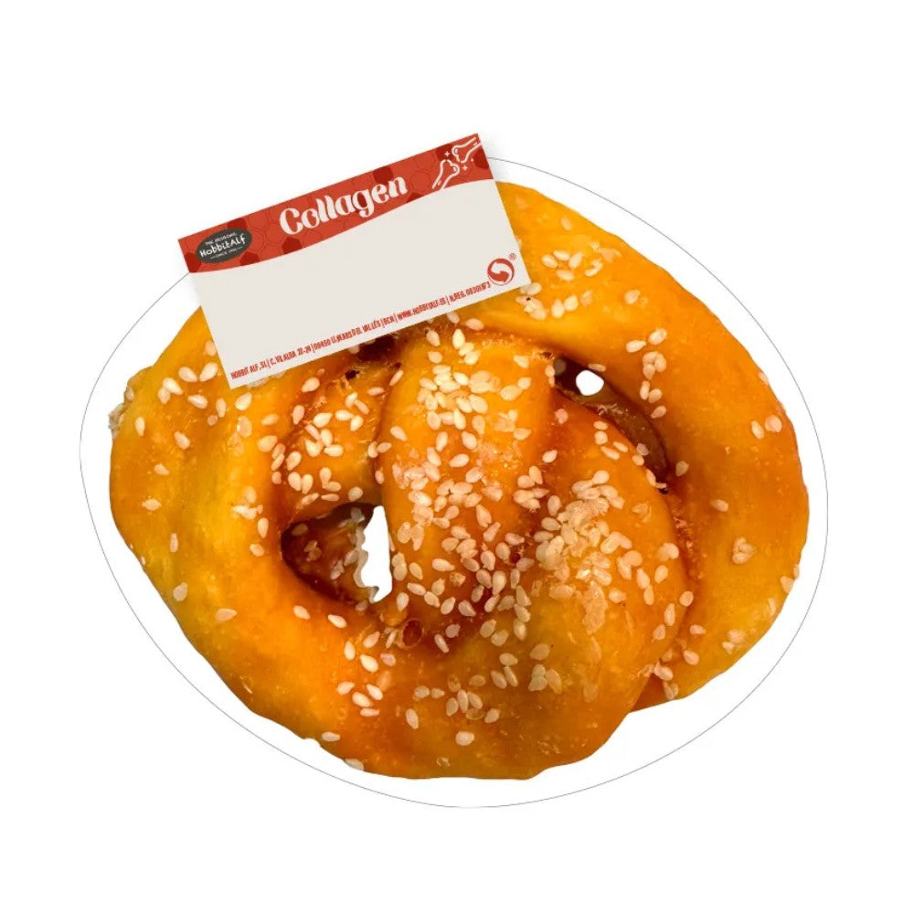 Hobbitalf Pretzel de Colágeno con Pollo y Sésamo 10 cm - Snack para Perros al mejor precio -Todoanimal.es