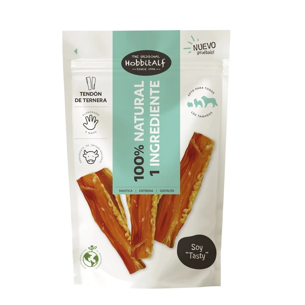 Hobbitalf Tendón de Ternera 100 g Snack Natural para Perros al mejor precio -Todoanimal.es