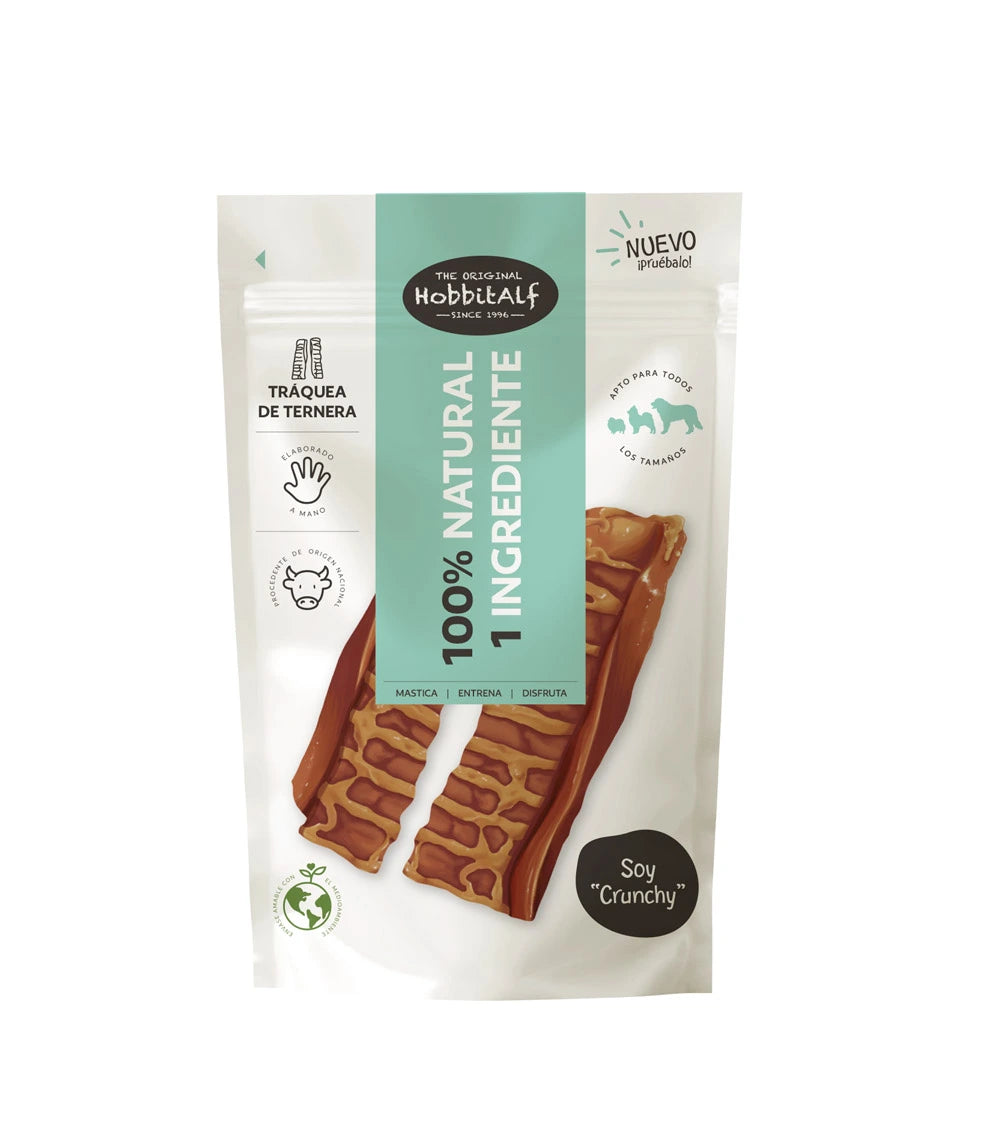 Hobbitalf Tráquea de Ternera 100 g - Snack Natural para Perros al mejor precio -Todoanimal.es