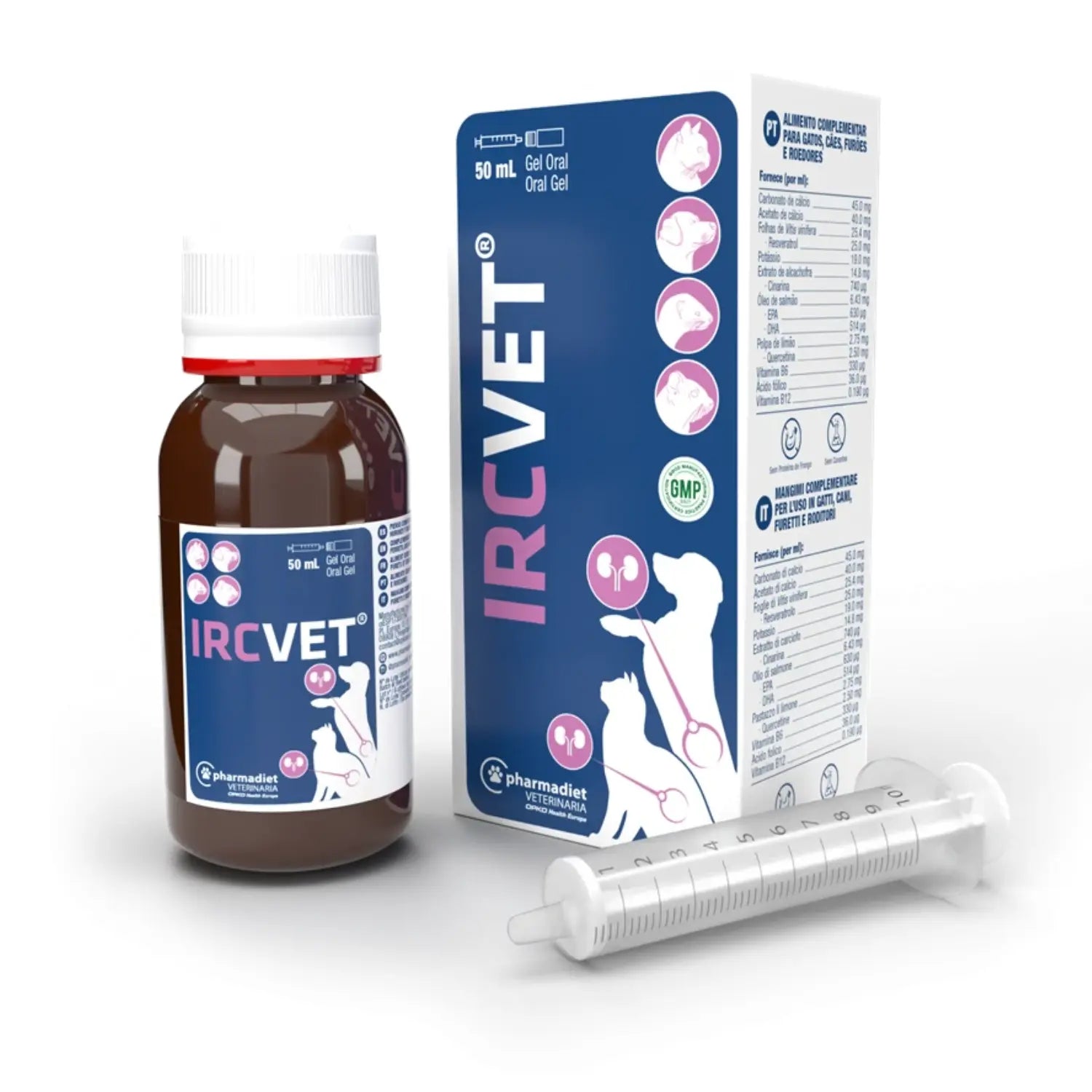 IRC Vet Gel para Aliviar los Síntomas de Insuficiencia Renal Crónica para Perros y Gatos - 50 ml PHARMADIET