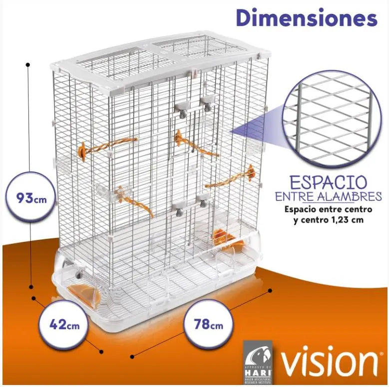 Jaula Pajaro Vision Modelo L12 75X38X92,5Cm (Ninfa) - Precios Más Baratos - Todoanimal