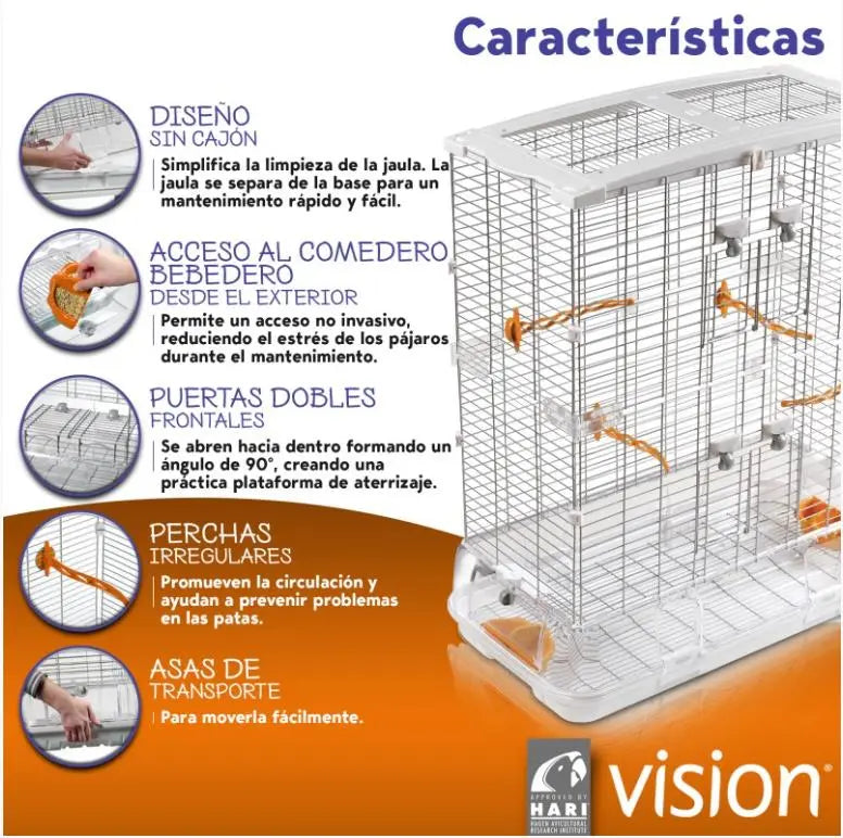 Jaula Pajaro Vision Modelo L12 75X38X92,5Cm (Ninfa) - Precios Más Baratos - Todoanimal