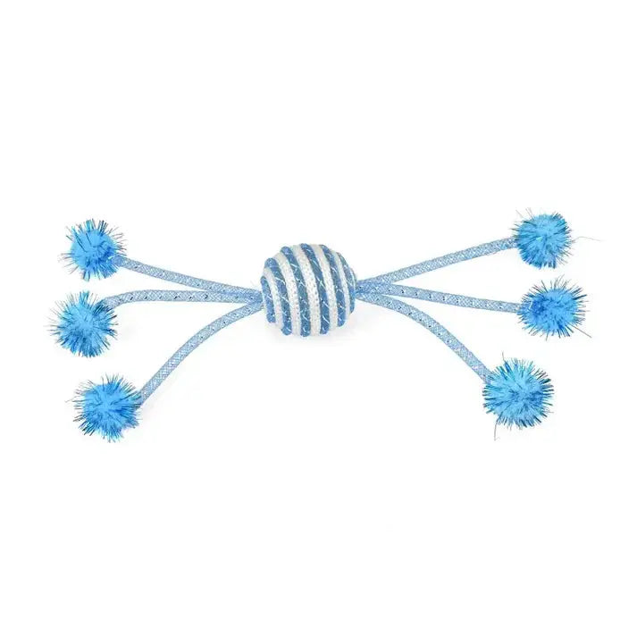 Juguete Gato Pelota Con Pompones Azul Todoanimal.es