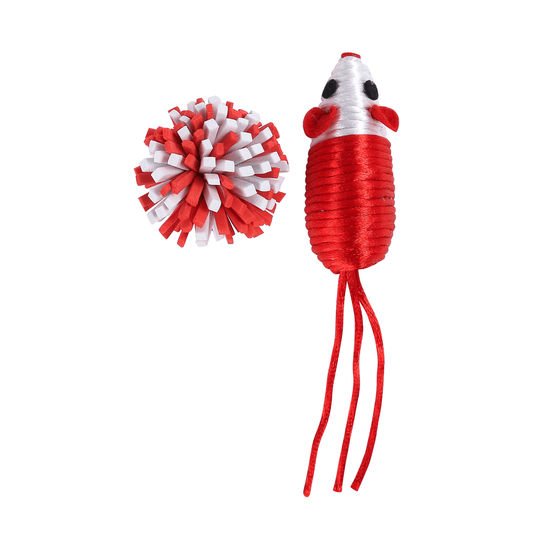 Juguete Navideño para Gatos Wouapy Ratón + Bola Peluda al mejor precio -Todoanimal.es