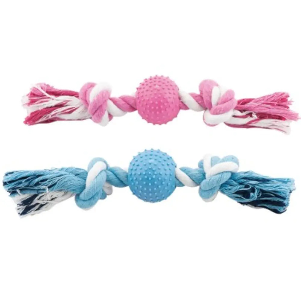 Juguete Perro Pelota Pinchos En Cuerda Bicolor 23 cm al mejor precio -Todoanimal.es