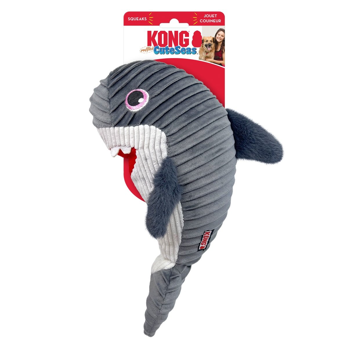 Kong Cuteseas Rufflez Shark M/L Juguete para Perros al mejor precio -Todoanimal.es