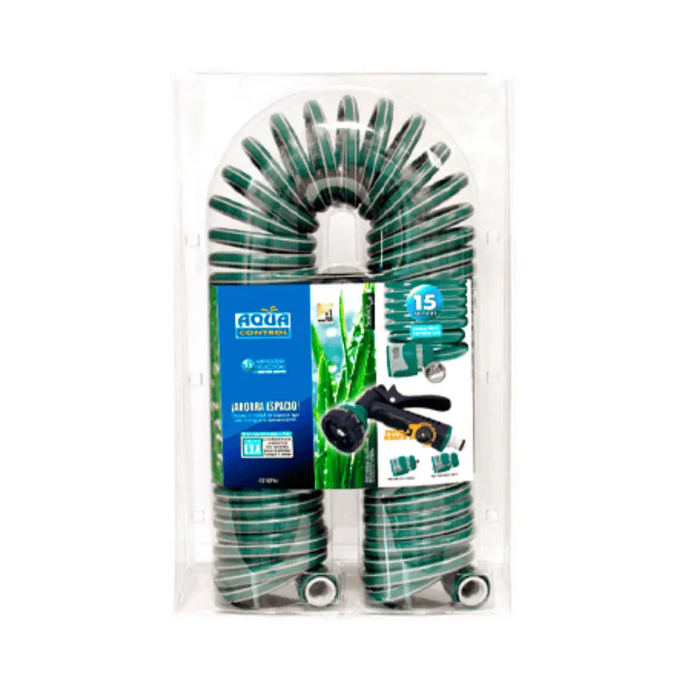 Manguera Helicoidal E.V.A 15 metros + Pistola 7 Posiciones Aqua Control al mejor precio -Todoanimal.es