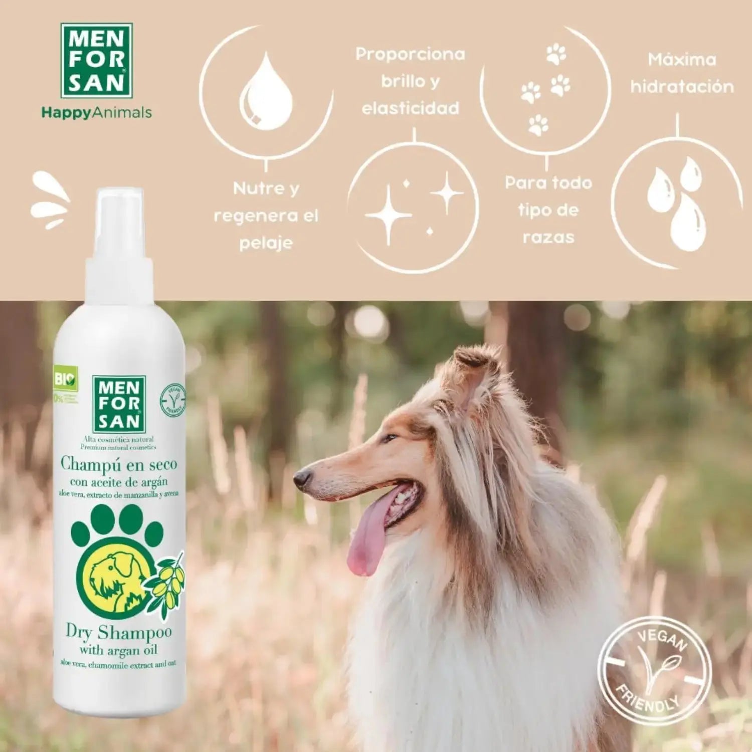 Menforsan Champú en Seco para Perros con Aceite de Argán 250 ml LABORATORIOS BILPER S.L.